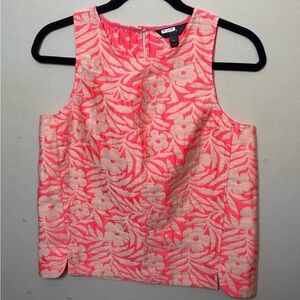 Ann Taylor Coral Floral Sleeveless Blouse